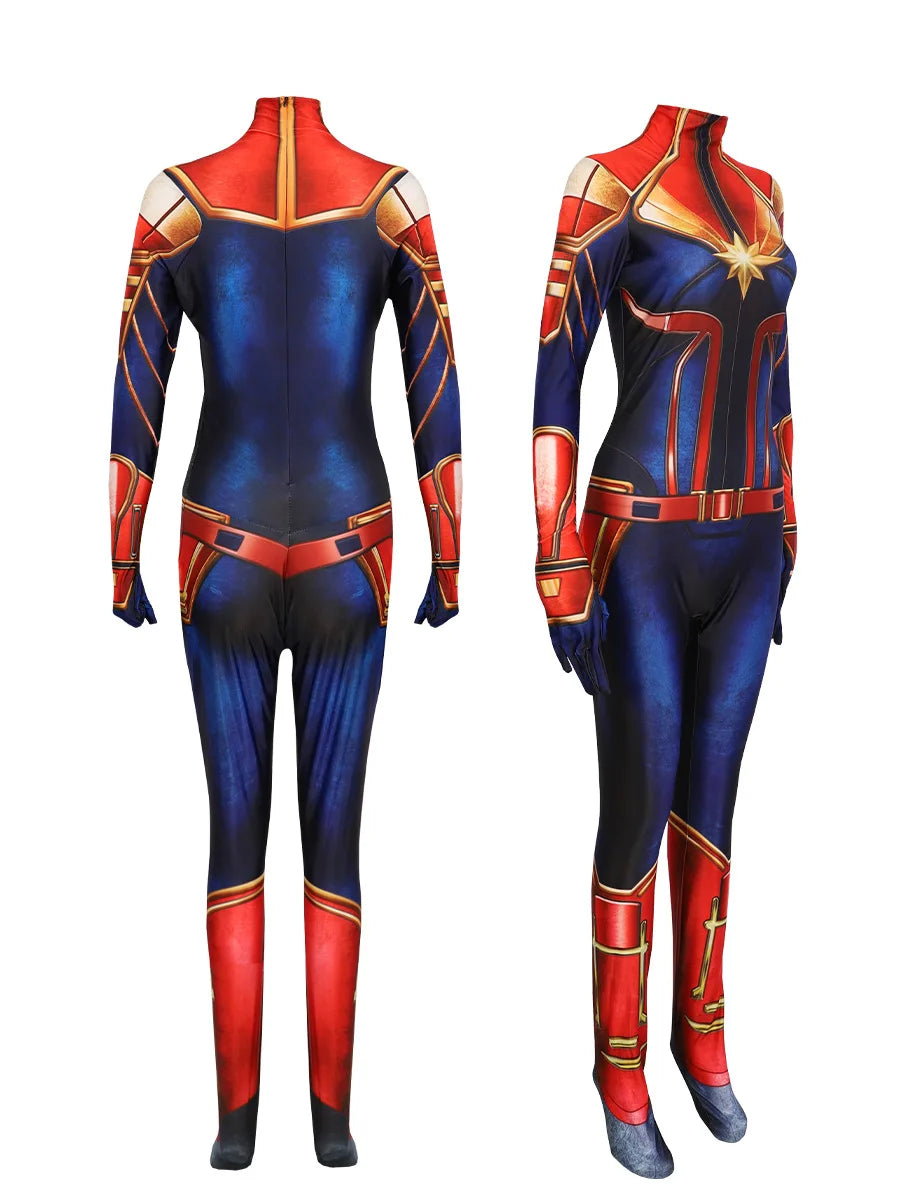 Captain Marvel Kostüm - Overall Blau Rot Gold