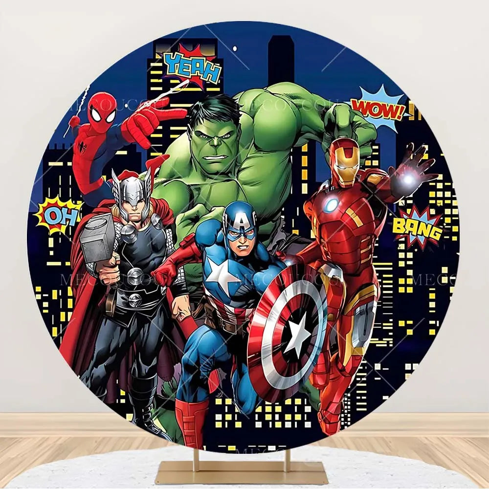 Runder Avengers-Hintergrund - Helden-Geburtstagsdeko