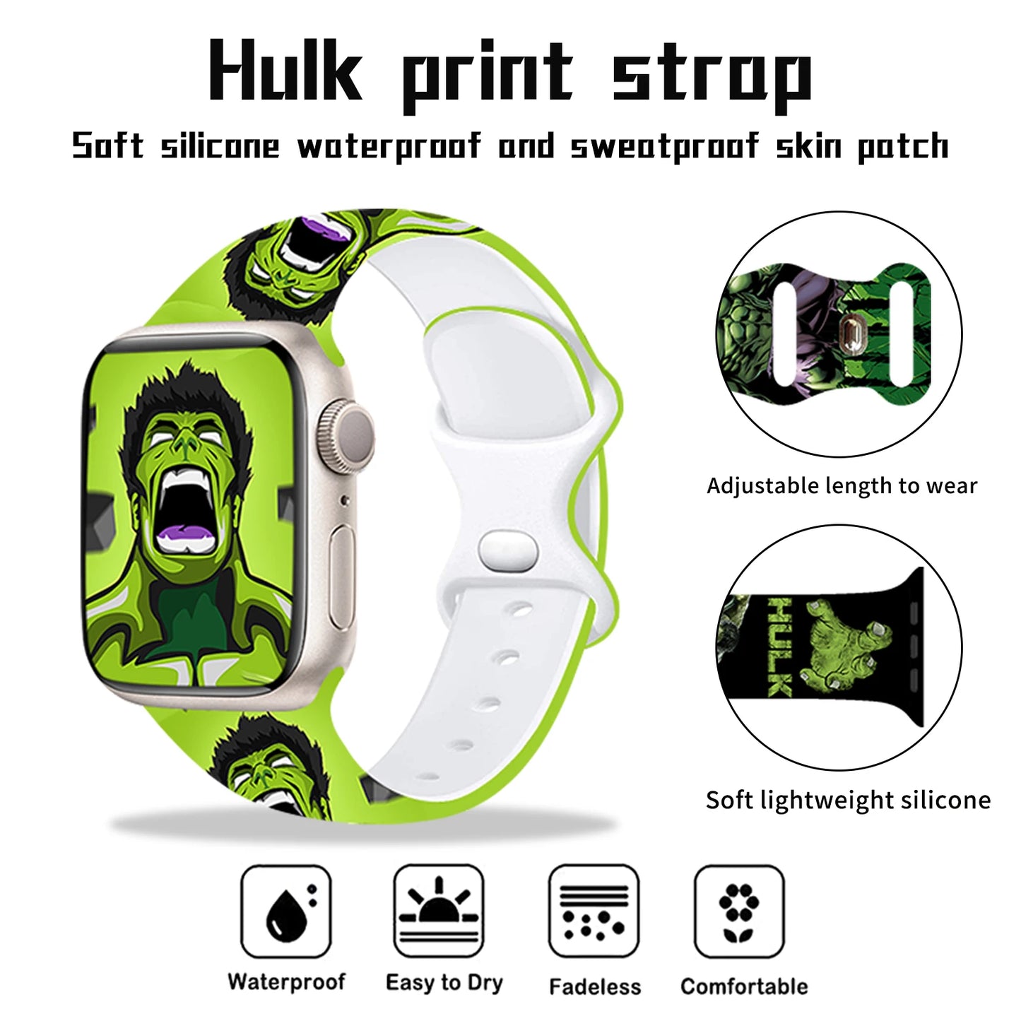 Apple Watch Armband Hulk - Schreiendes Hellgrünes Gesicht