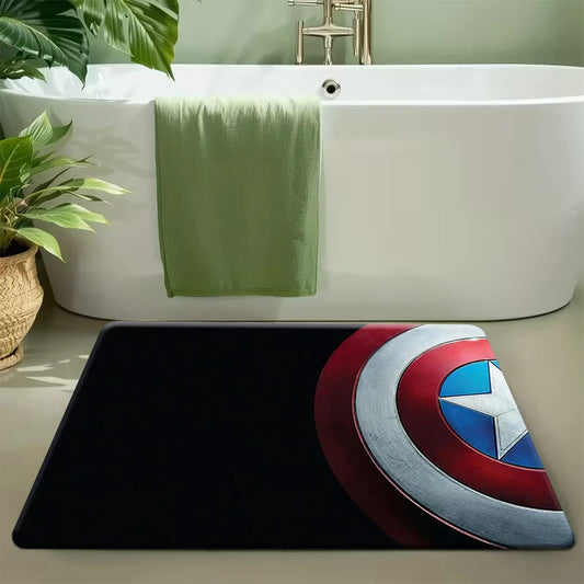 Avengers Captain America Badematte - Minimalistischer schwarzer Schild