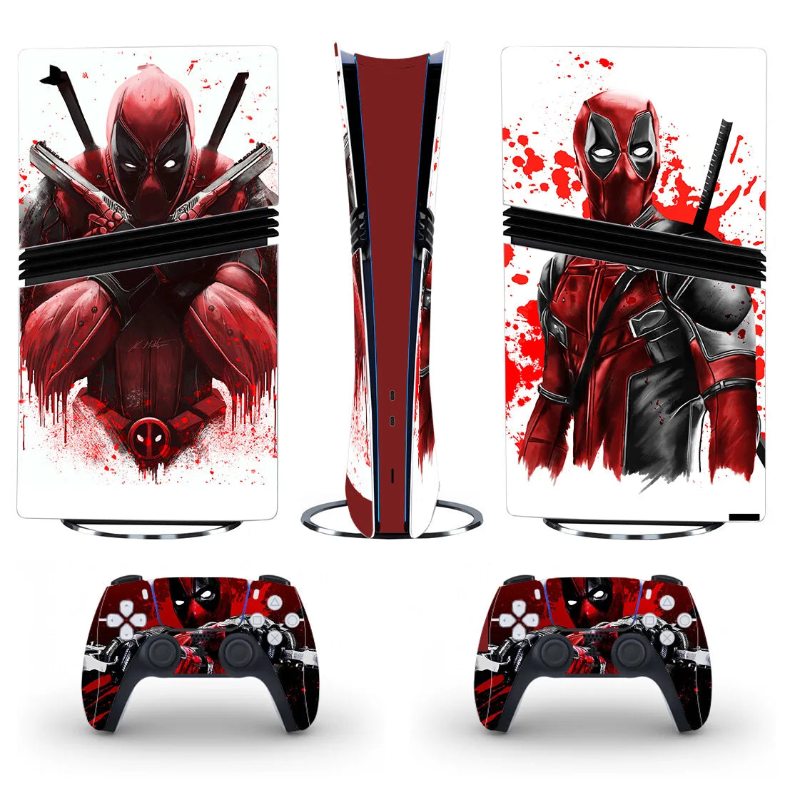 PS5 Pro Aufkleber Skin Deadpool - Konsolen-Controller Katanas-Design