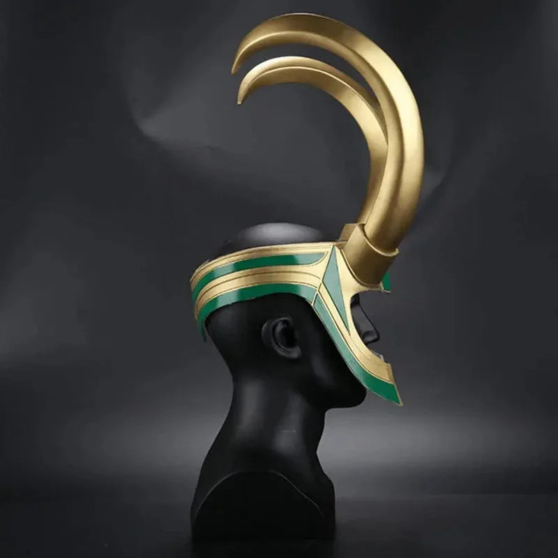 Loki Cosplay-Helm – Goldene und Smaragdgrüne Hörner