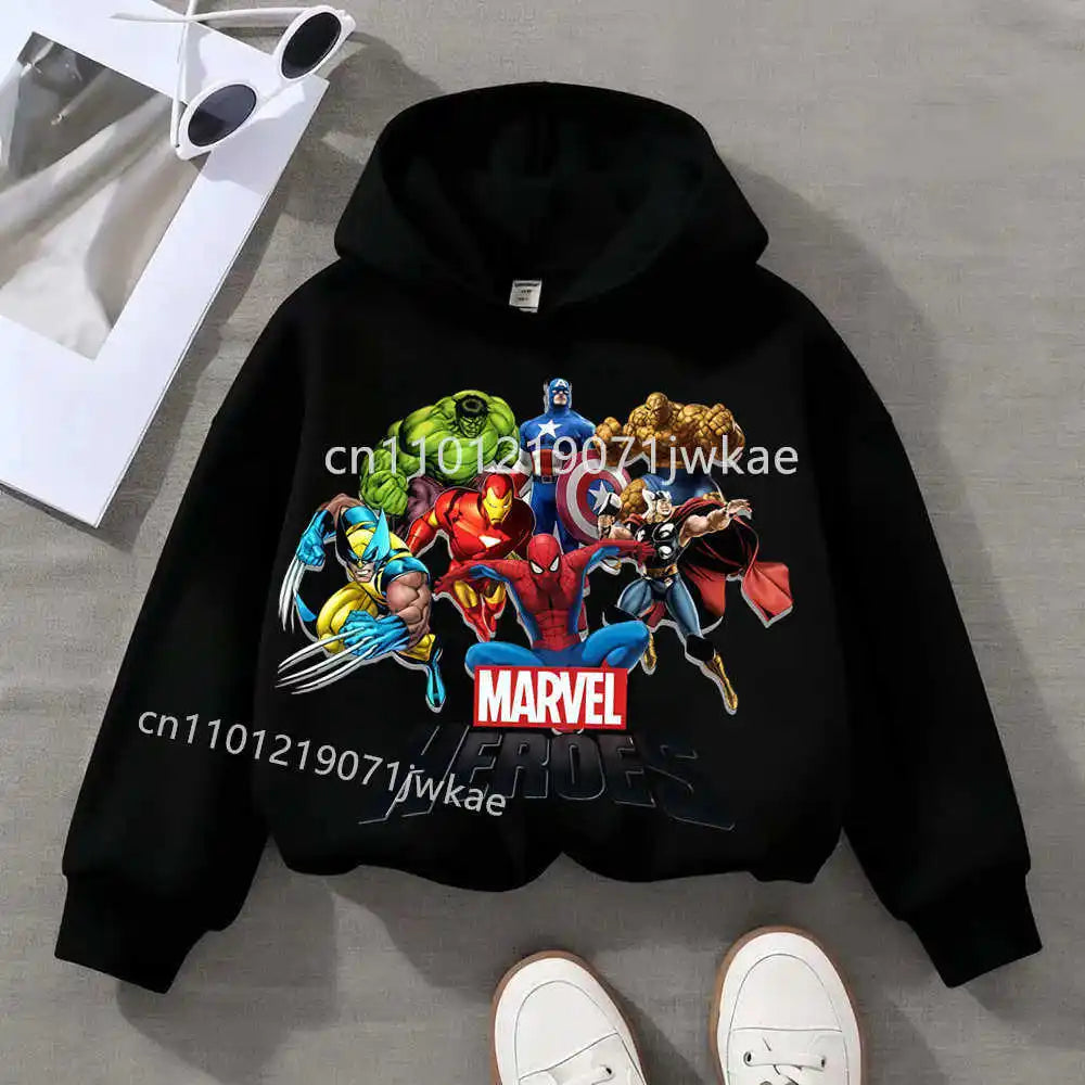 Kinder Hoodie Marvel Heroes Gruppe - Schwarz