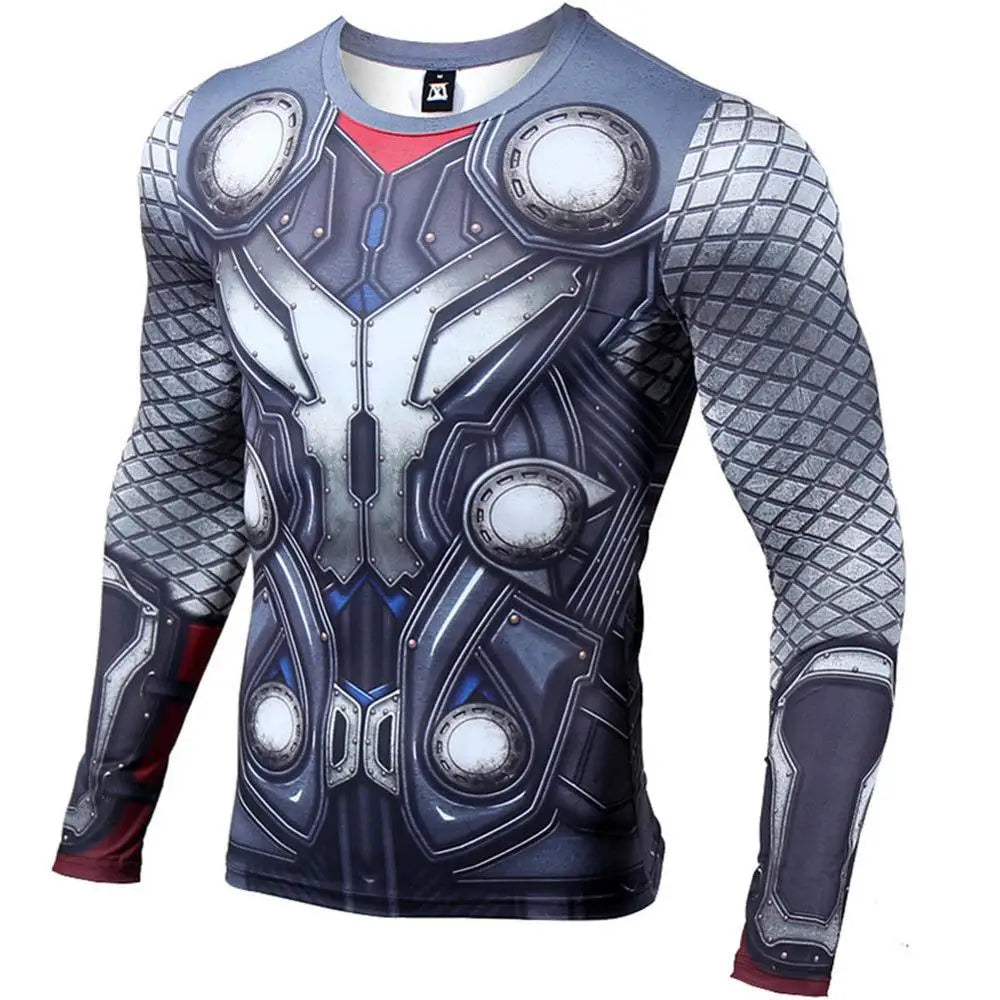 Avengers Thor 3D Compression T-Shirt – Langarm Graublau