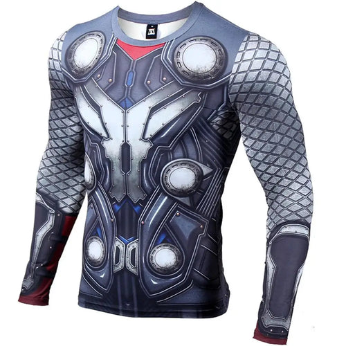 Avengers Thor 3D Compression T-Shirt – Langarm Graublau