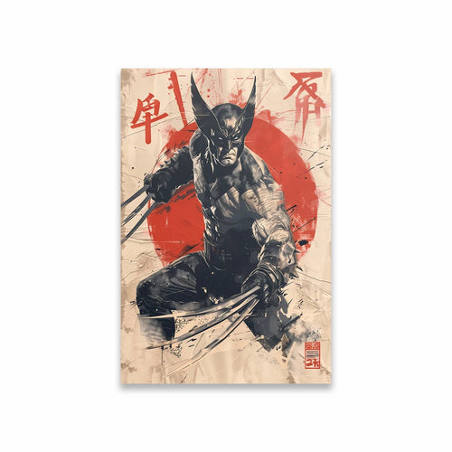 Poster Avengers Wolverine - Tinte Schwarz Weiß Rote Sonne