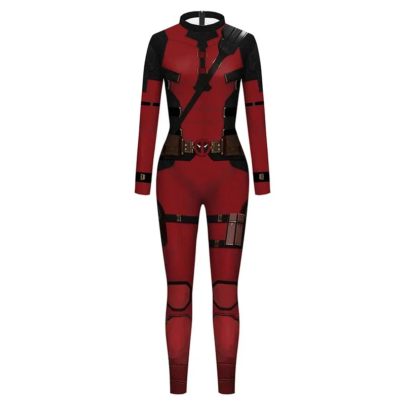 Deadpool Kostüm - Rot-Schwarzer Overall
