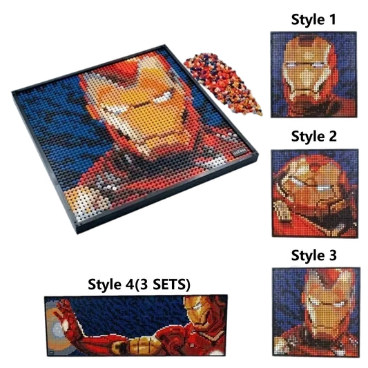 Avengers Iron Man Ziegelsteinfigur – 3D Pixel Wandporträt