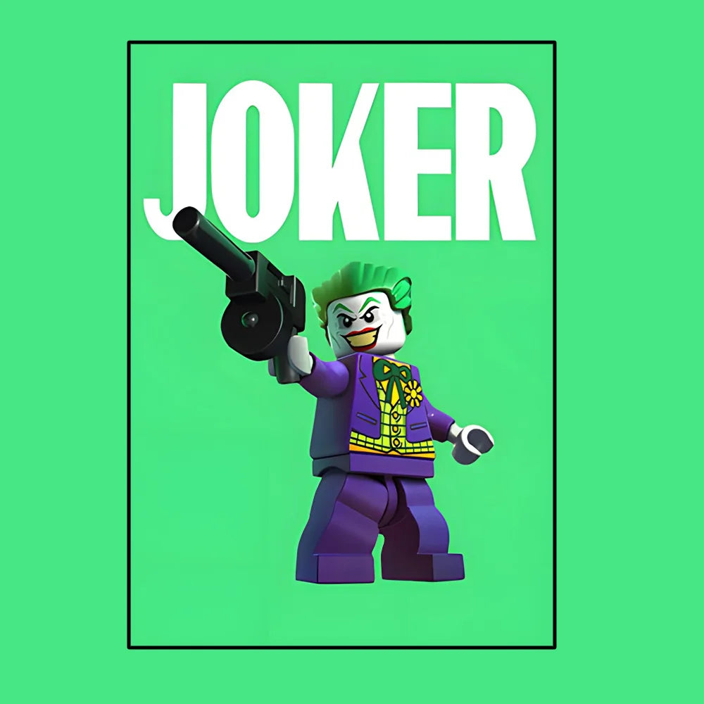 Poster Avengers Joker - Stil Lego Grüner Hintergrund