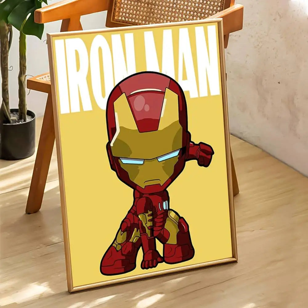 Chibi Iron Man Poster - Gelber Hintergrund