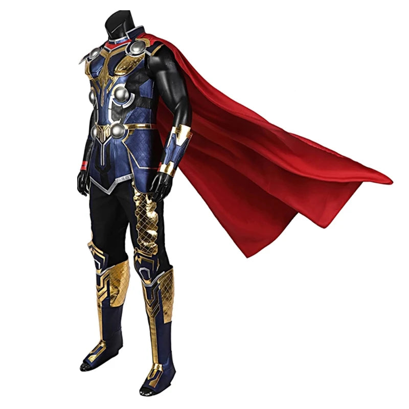 Thor Love and Thunder Cosplay Kostüm - Odinson Jumpsuit Roter Umhang Rüstung