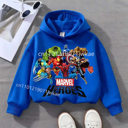 Kinder Kapuzenpullover Marvel Helden Gruppe - Blau