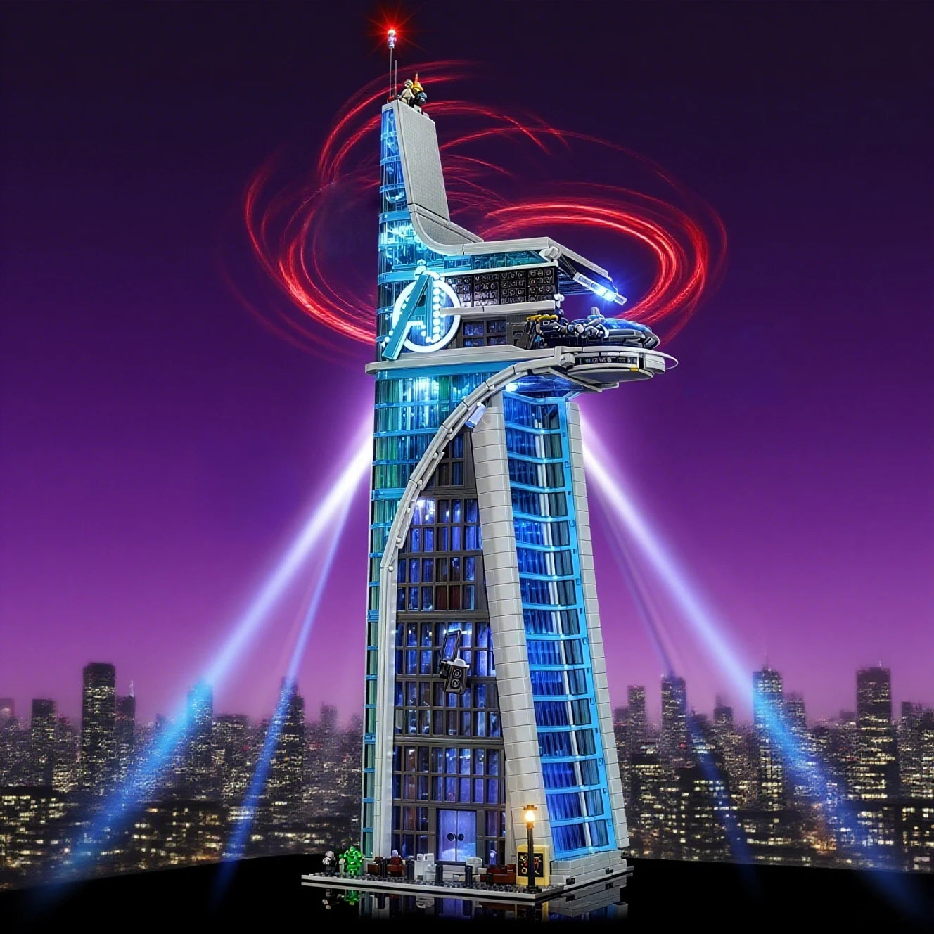 LED-Dekorationsset für LEGO Avengers Turm 76269 - Violetter Leuchteffekt