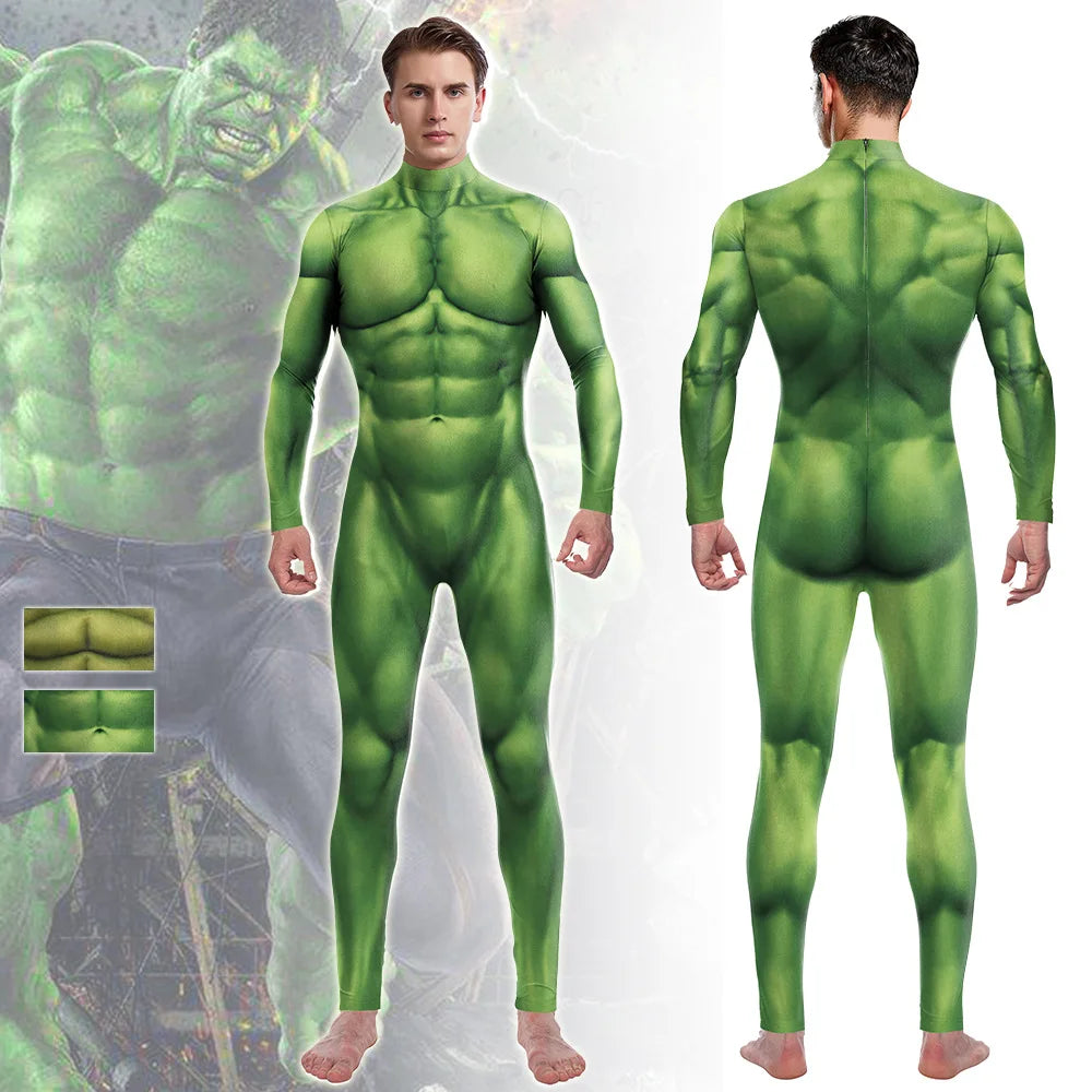 Hulk Kostüm - Grüner Ganzkörper-Muskelanzug