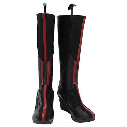 Stiefel Scarlet Witch - Keilabsatz aus schwarzem und rotem Leder (Damen)