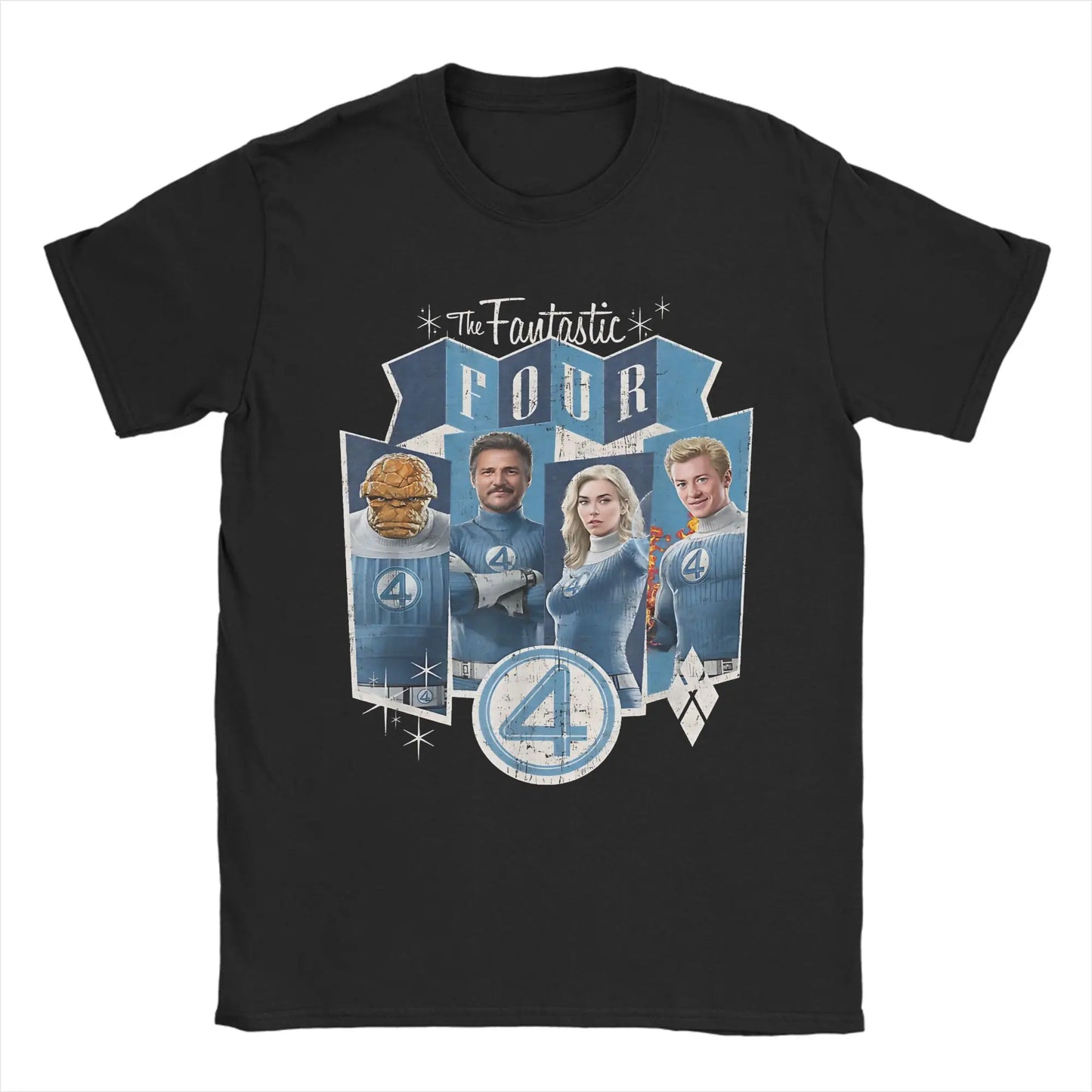 T-Shirt The Fantastic 4 First Steps - Retro Poster Blau Unisex