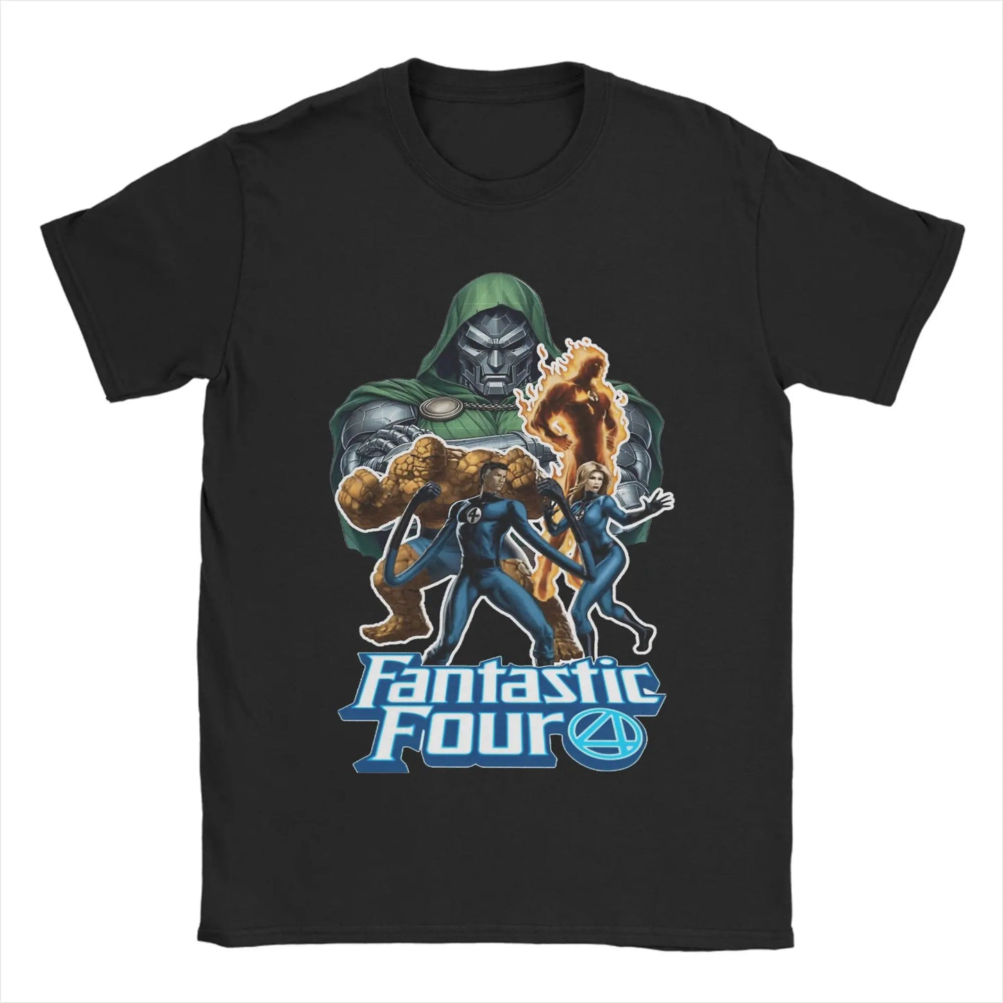 T-Shirt The Fantastic 4 First Steps - Retro Poster Blau Unisex