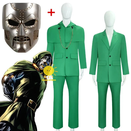 Doctor Doom Cosplay Kostüm - Maske und grüner Overall