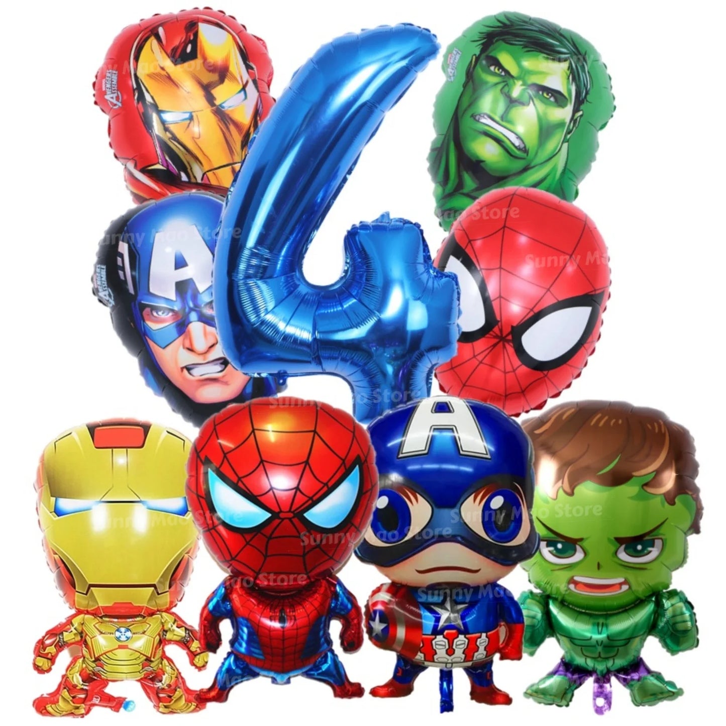 Avengers Geburtstagsdeko-Set - Zahlenballons Iron Man Spider-Man