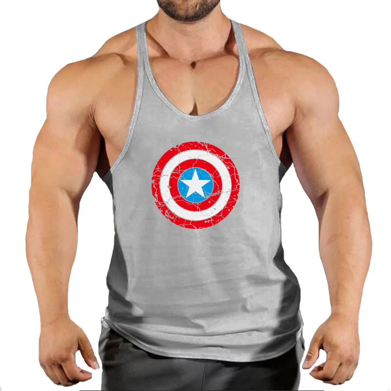 Herren Fitness Tanktop Captain America - Roter Schild