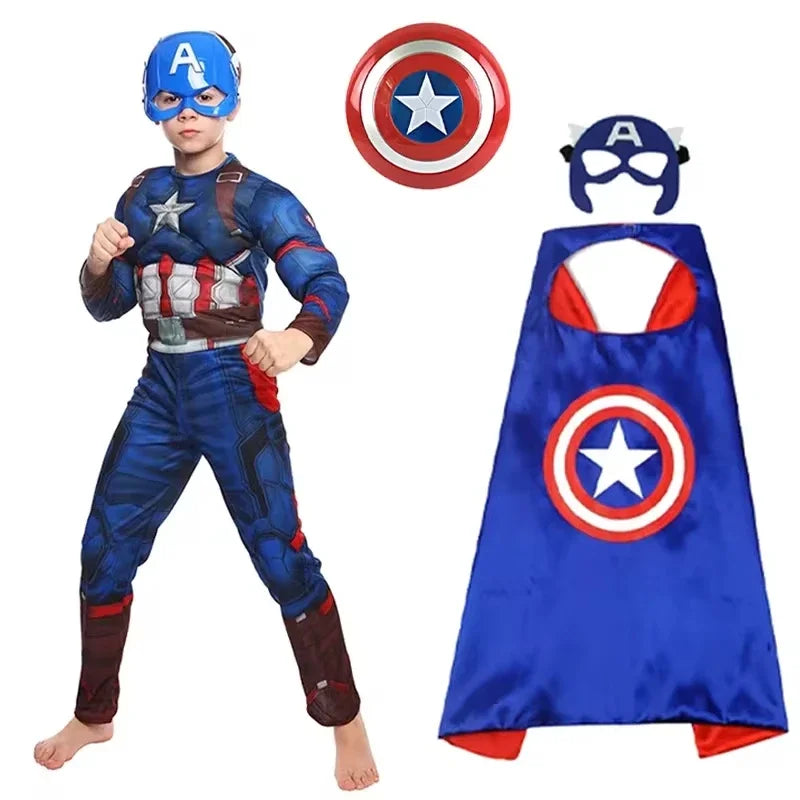 Kinderkostüm Captain America - Overall Schild Maske Umhang