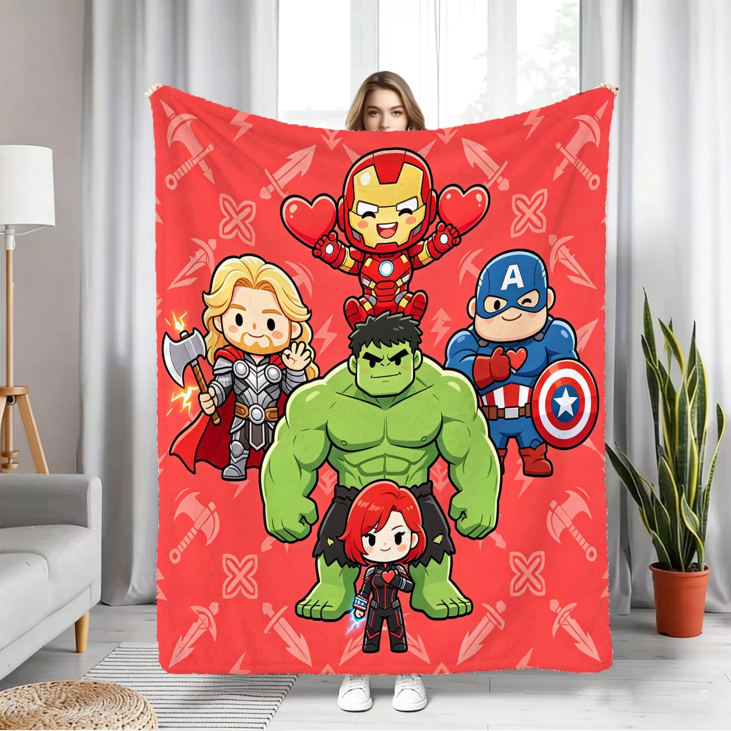 Avengers Chibi Fleece-Decke - Team Rot
