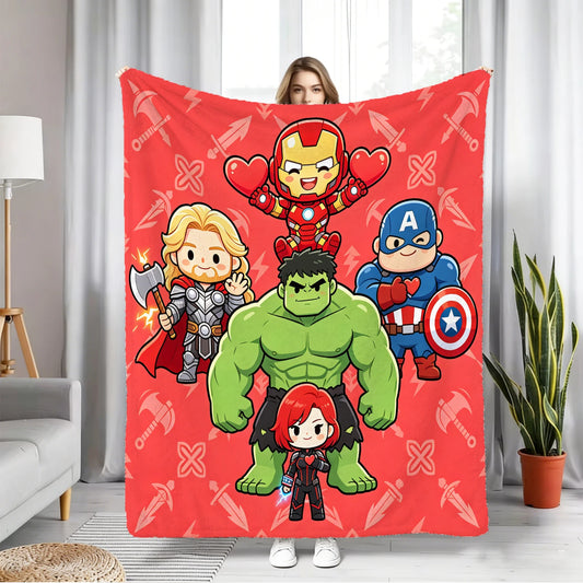 Avengers Chibi Fleece-Decke - Team Rot