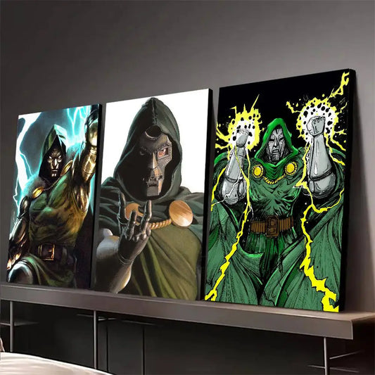 Doctor Doom Wandbild - Triptychon 3 Paneele Grüne Blitze