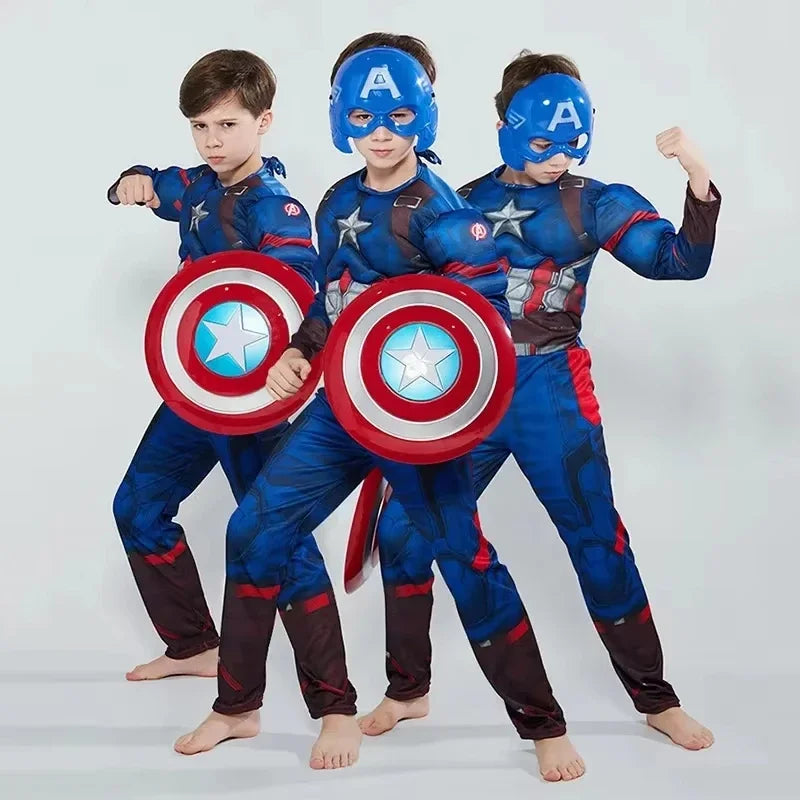 Kinderkostüm Captain America - Overall Schild Maske Umhang