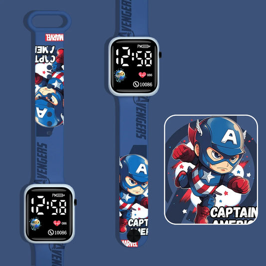 LED-Kinderuhr Captain America - Chibi Blau