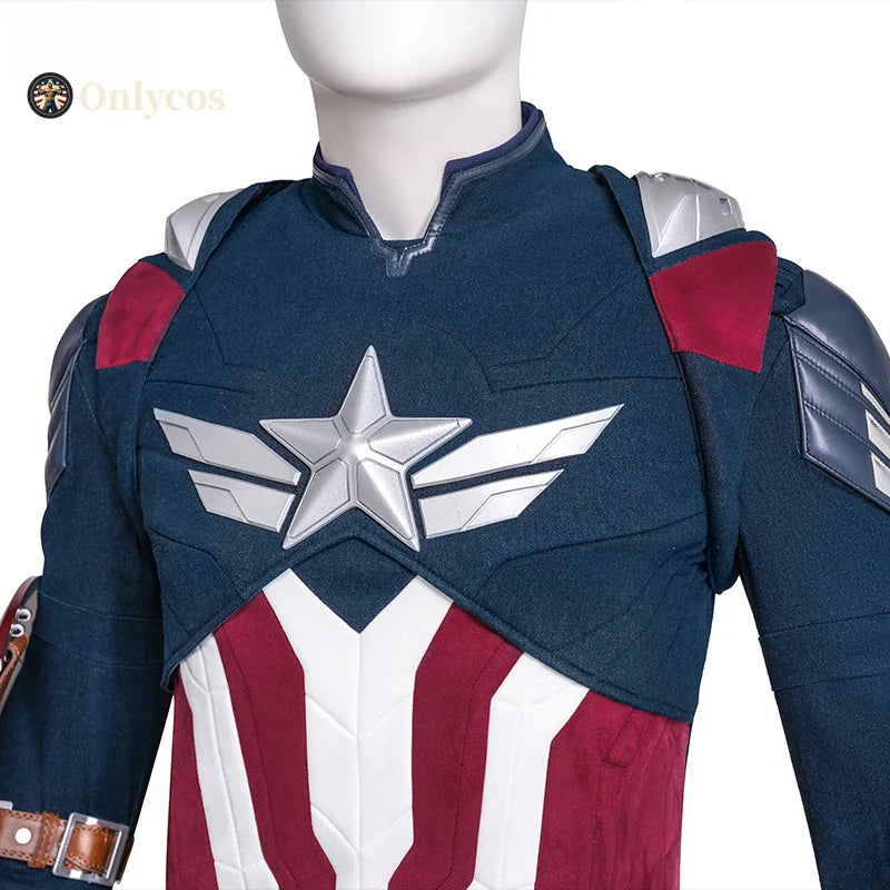 Captain America (Falcon) Kostüm - Blau-weiß-rotes Kostüm mit Rüstung und Schild