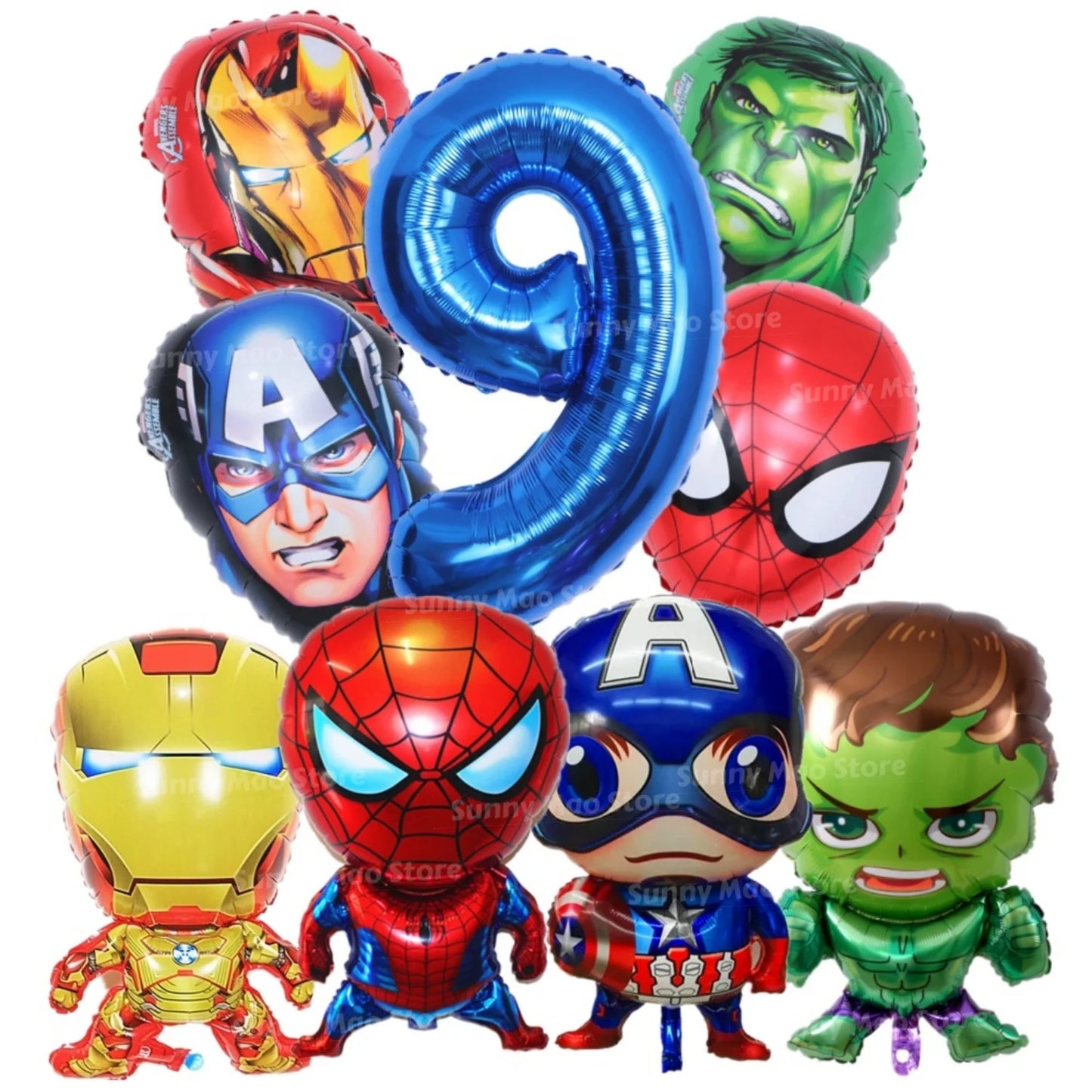 Avengers Geburtstagsdeko-Set - Zahlenballons Iron Man Spider-Man