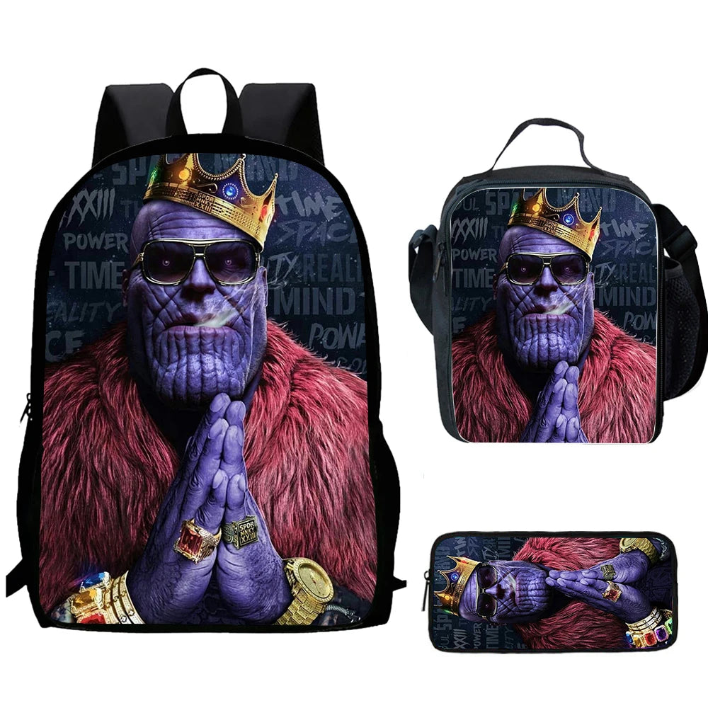Thanos Rucksack König 3-teilig - Krone Fell Rap-Stil Set Kind