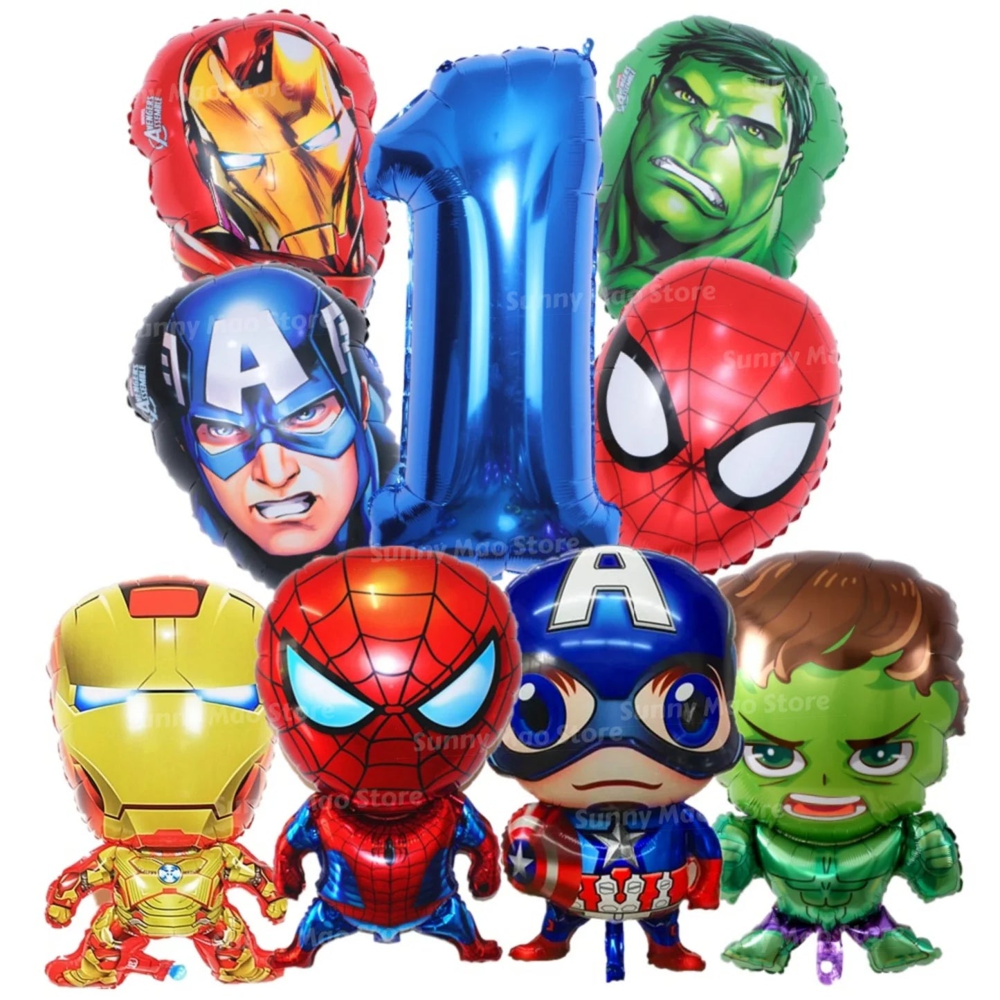 Avengers Geburtstagsdeko-Set - Zahlenballons Iron Man Spider-Man