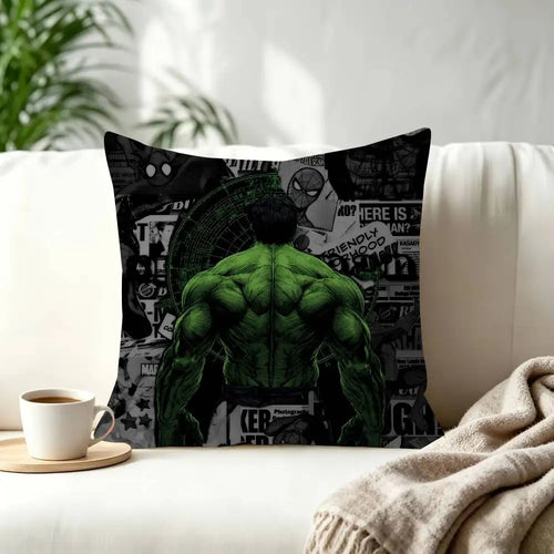 Hulk-Kissenbezug - Rückansicht auf Zeitungs-Hintergrund