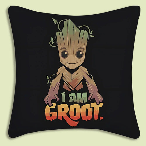 Kissenbezug Baby Groot - I Am Groot Schwarzer Hintergrund Farbverlauf Text