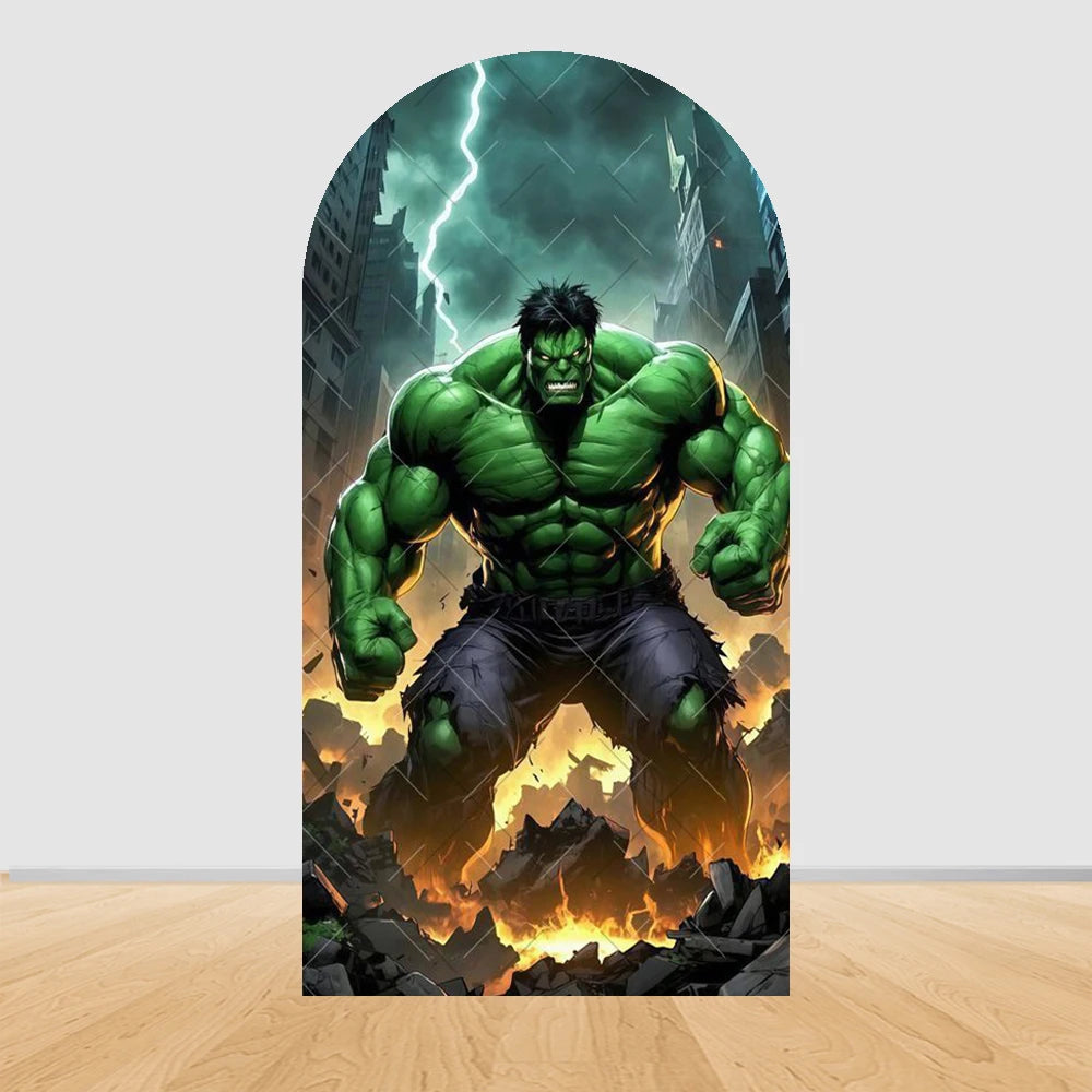Hintergrund Partybogen Avengers Hulk - Brennende Trümmer