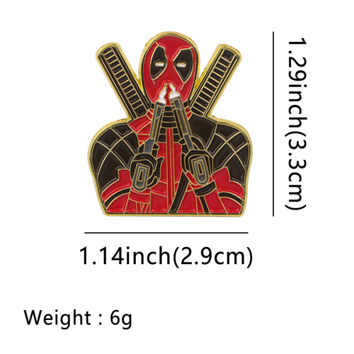 Deadpool Metall-Anstecker Pistolen – Katanas Gold-Brosche