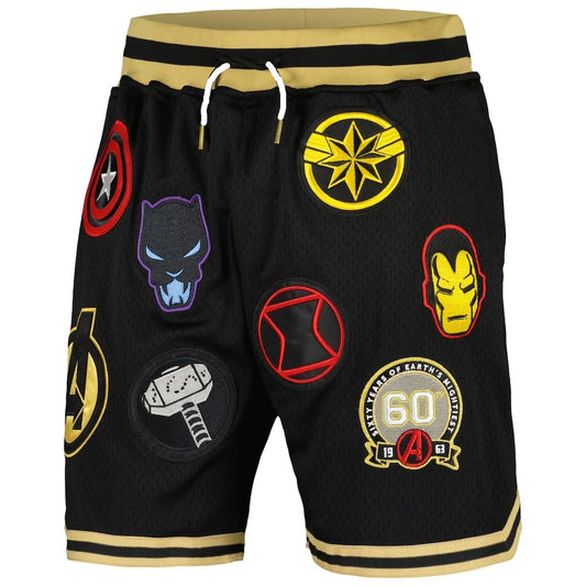 Short Basket Avengers 60. Jubiläum – Mehrere Logos Schwarz Gold