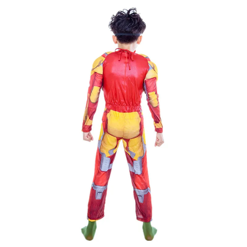 Kinder-Cosplay-Kostüm Iron Man – Muskulöser goldener Overall